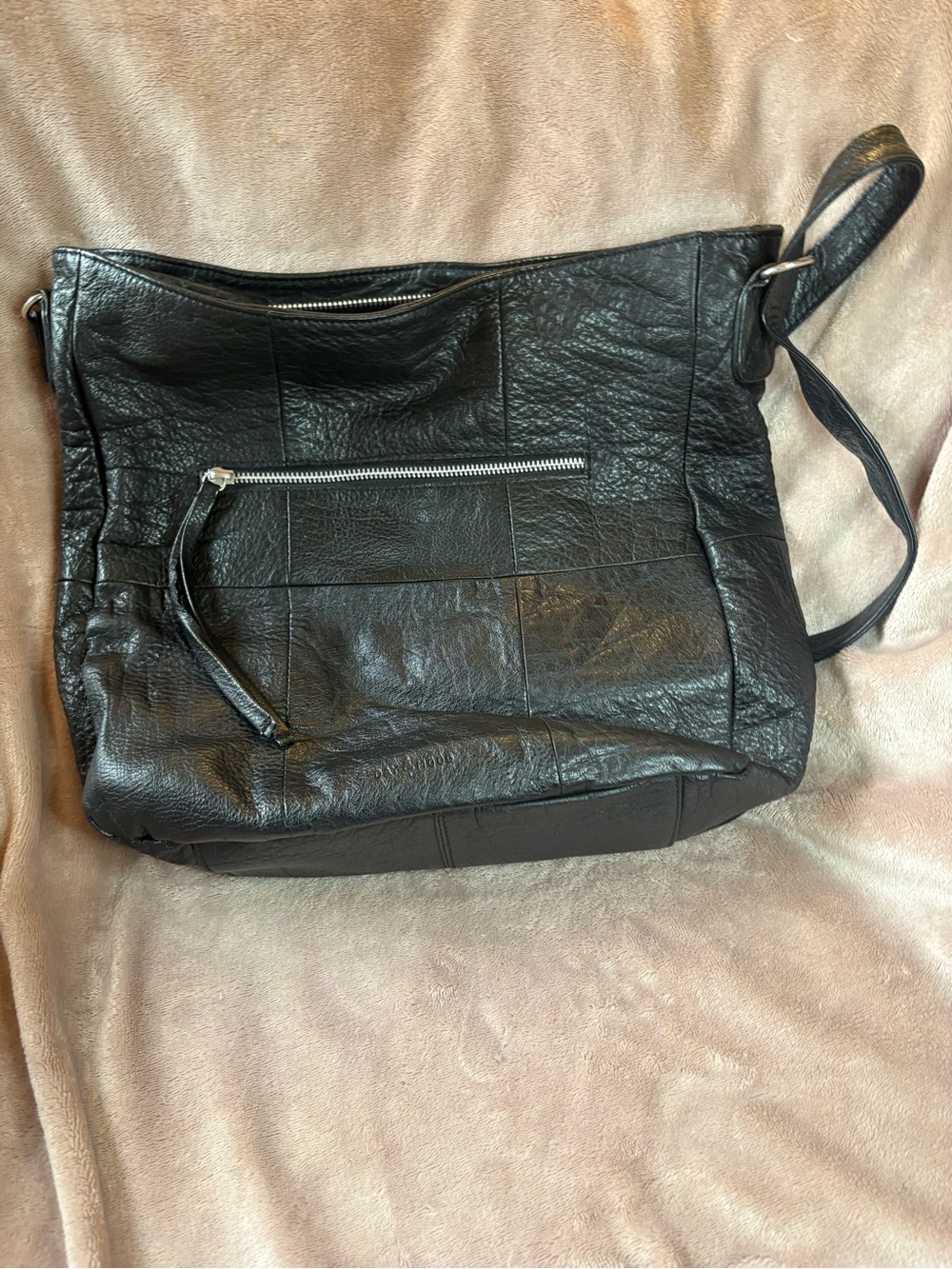 Day & Mood Black Genuine Leather Woven Hobo Shoulder Bag Boho